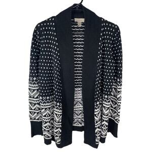 Loft Outlet Womens Black & White Open Front Cardigan Sweater S